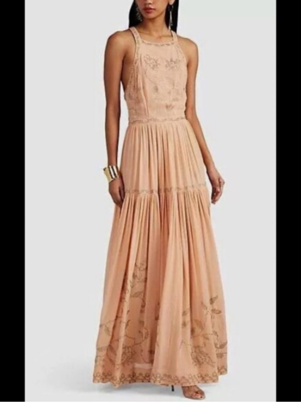 Ulla Johnson Barney’s NewYork silk long dress  embroidered
